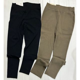 ユニクロ(UNIQLO)のUNIQLO リブ レギンスパンツ　M  ブラック　オリーブ(カジュアルパンツ)