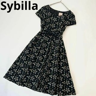 Sybilla - 美品꧁シビラ꧂ワンピース　フレンチスリーブ　豪華刺繍　M 日本製　リボン付き