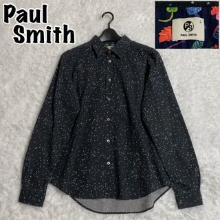 ポールスミス(Paul Smith)の美品！PS Paul Smith 長袖シャツ パズル柄 袖花柄 ブラック L(シャツ)