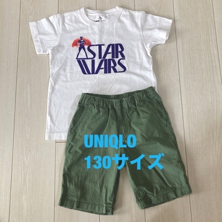 ユニクロ(UNIQLO)の【UNIQLO 130 スターウォーズ　Tシャツ&カーキ　ハーフパンツ】(Tシャツ/カットソー)