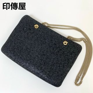 24D18 印傳屋 インデンヤ ショルダーバッグ 鹿革 レザー チェーン