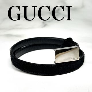 グッチ(Gucci)のGUCCI グッチ　ベルト　ブラック　シルバー　シンプル　オシャレ　フリー調整(ベルト)