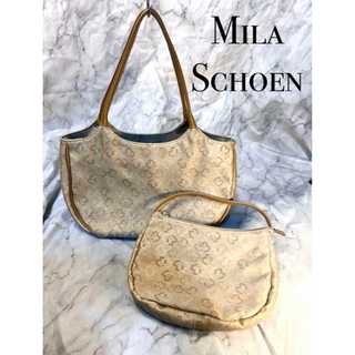 ミラショーン(mila schon)の美品　Mila Schoen ミラショーン　軽量　セット　ハンドバッグ　ベージュ(ハンドバッグ)