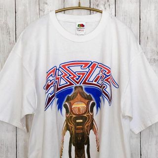 ミュージックティー(MUSIC TEE)のイーグルス　オーバーサイズＸＬ　白ホワイトＴシャツ　両面ロゴ　メンズ　古着(Tシャツ/カットソー(半袖/袖なし))