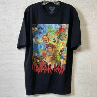 ミュージックティー(MUSIC TEE)のトリッピーレッド　オーバーサイズＸＬ　黒ブラック　半袖Ｔシャツ　メンズ　古着(Tシャツ/カットソー(半袖/袖なし))