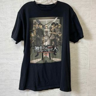 進撃の巨人　EP3　三期ロゴ　黒ブラック　半袖Ｔシャツ　オーバーサイズＸＬ　古着(Tシャツ/カットソー(半袖/袖なし))