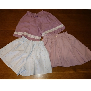 ニシマツヤ(西松屋)のスカート　キュロット　3枚セット　ピンク　ドット　サマンサモスモスラーゴム　西松(スカート)