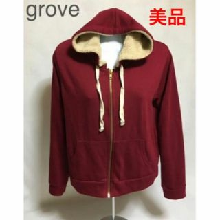 グローブ(grove)のgrove ボアフード 裏毛 パーカー レディース M(パーカー)