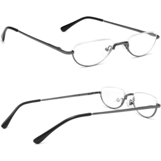 老眼鏡 女性 軽量  レキシントン型 ハーフリム 細いフレーム　ブラック(サングラス/メガネ)