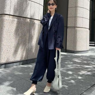 MEER. RIBBON OVERSIZED JACKET ネイビー(テーラードジャケット)