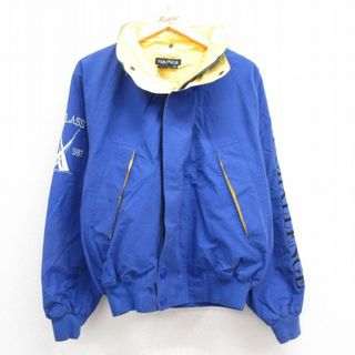 ノーティカ(NAUTICA)のXL★古着 ノーティカ NAUTICA 長袖 ブランド セーリング ジャケット メンズ 90年代 90s ビッグロゴ 刺繍 ラグラン 青他 ブルー 24apr24 中古 アウター ジャンパー ブルゾン(ダッフルコート)