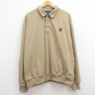 ラルフローレン(Ralph Lauren)のXL★古着 ラルフローレン Ralph Lauren ポロゴルフ 長袖 ブランド ジャケット メンズ 90年代 90s ワンポイントロゴ 大きいサイズ ベージュ カーキ 内側メッシュ 【spe】 24apr24 中古 アウター ジャンパー ブルゾン(ダッフルコート)