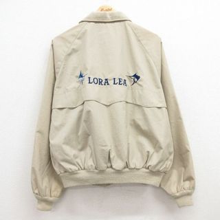 XL★古着 イングリッシュスクワイア 長袖 ジャケット スイングトップ メンズ 70年代 70s 魚 カジキ LORA LEA 刺繍 大きいサイズ ラグラン ベージュ カーキ 24apr24 中古 アウター ジャンパー ブルゾン(ダッフルコート)