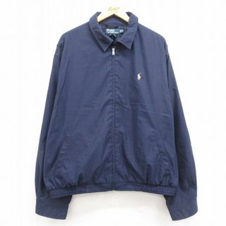 ラルフローレン(Ralph Lauren)のXL★古着 ラルフローレン Ralph Lauren 長袖 ブランドジャケット スイングトップ メンズ 90年代 90s ワンポイントロゴ 大きいサイズ 紺 ネイビー 【spe】 24apr24 中古 アウター ジャンパー ブルゾン(ダッフルコート)