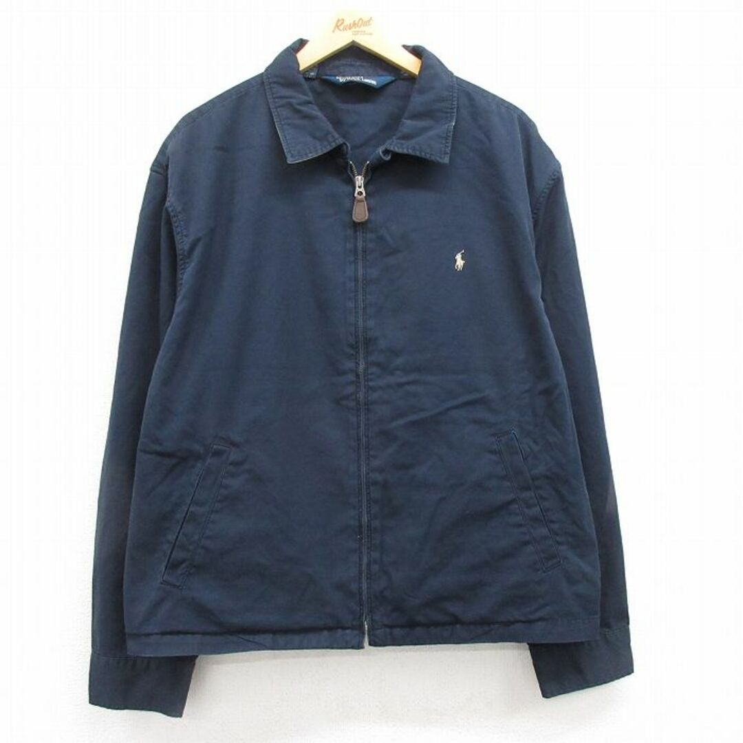 Ralph Lauren(ラルフローレン)のXL★古着 ラルフローレン Ralph Lauren 長袖 ブランド ジャケット スイングトップ メンズ 90年代 90s ワンポイントロゴ 大きいサイズ コットン 紺 ネイビー 24apr24 中古 アウター ジャンパー ブルゾン メンズのジャケット/アウター(ダッフルコート)の商品写真