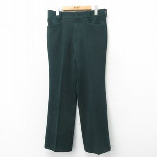 リーバイス(Levi's)のW32★古着 リーバイス Levis スラックス パンツ メンズ 70年代 70s パナテラ フレア 緑 グリーン 【spe】 24apr24 中古 ボトムス ロング(ワークパンツ/カーゴパンツ)