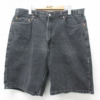 リーバイス(Levi's)のW37★古着 リーバイス Levis 550 ショート パンツ ショーツ メンズ 00年代 00s コットン 黒 ブラック デニム 24apr24 中古 ボトムス 短パン ショーパン ハーフ(ワークパンツ/カーゴパンツ)