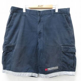 ディッキーズ(Dickies)のW38★古着 ディッキーズ Dickies ショート ワーク パンツ ショーツ メンズ リフレクター コットン 紺 ネイビー 24apr24 中古 ボトムス 短パン ショーパン(ワークパンツ/カーゴパンツ)