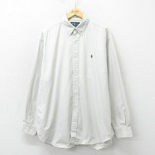 ラルフローレン(Ralph Lauren)のXL★古着 ラルフローレン Ralph Lauren 長袖 ブランド シャツ メンズ 90年代 90s ワンポイントロゴ BLAKE 大きいサイズ ロング丈 コットン ボタンダウン 白系 ホワイト 24apr24 中古 トップス(シャツ)