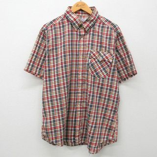 リーバイス(Levi's)のXL★古着 リーバイス Levis 半袖 シャツ メンズ 80年代 80s 赤 レッド チェック 24apr24 中古 トップス(シャツ)