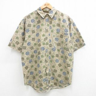 L★古着 ビューグルボーイ 半袖 シャツ メンズ 00年代 00s 総柄 ベージュ他 カーキ 24apr24 中古 トップス(シャツ)