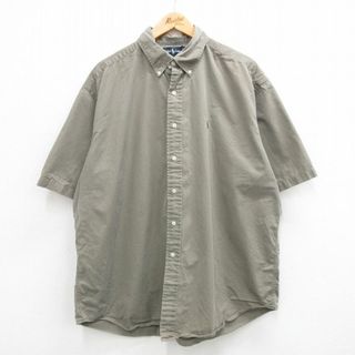 ラルフローレン(Ralph Lauren)のXL★古着 ラルフローレン Ralph Lauren 半袖 ブランド シャツ メンズ 90年代 90s ワンポイントロゴ BLAKE 大きいサイズ ロング丈 コットン ボタンダウン 緑系 グリーン 24apr24 中古 トップス(シャツ)