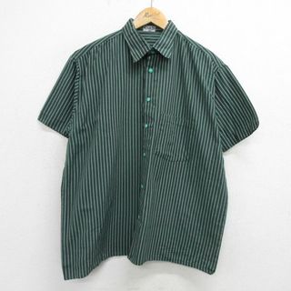 XL★古着 半袖 シャツ メンズ 大きいサイズ 緑他 グリーン ストライプ 24apr24 中古 トップス(シャツ)