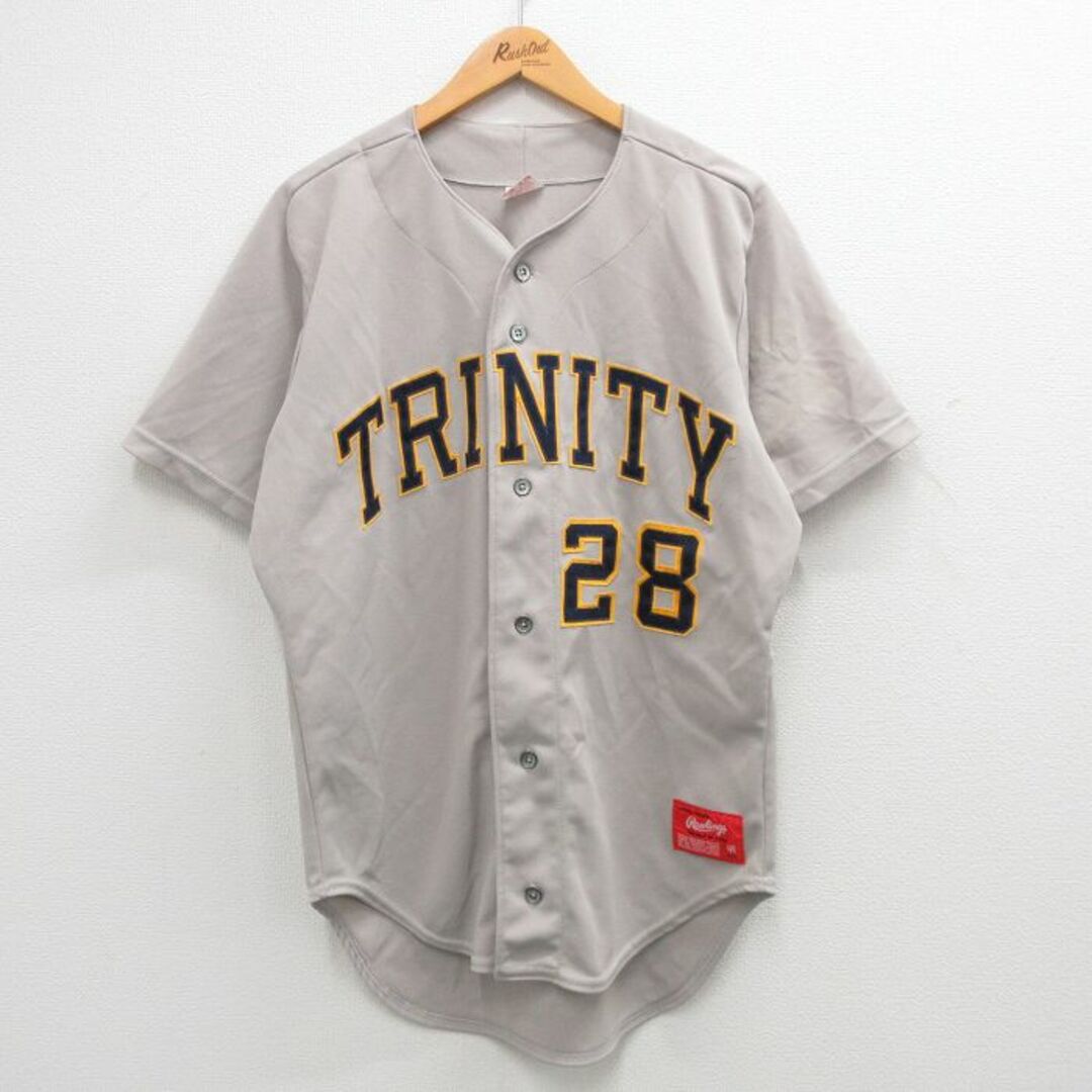 L★古着 ローリングス 半袖 ベースボール シャツ メンズ 90年代 90s TRINITY 28 USA製 グレー 24apr24 中古 トップス メンズのトップス(シャツ)の商品写真