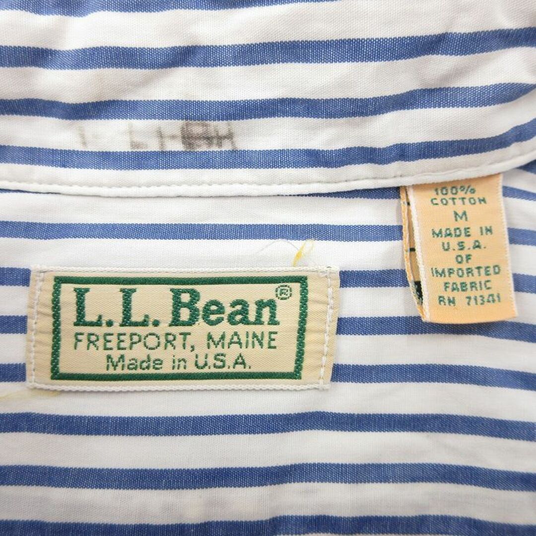 L.L.Bean(エルエルビーン)のL★古着 エルエルビーン LLBEAN 半袖 シャツ メンズ 80年代 80s コットン ボタンダウン USA製 紺 ネイビー ストライプ 24apr24 中古 トップス メンズのトップス(シャツ)の商品写真