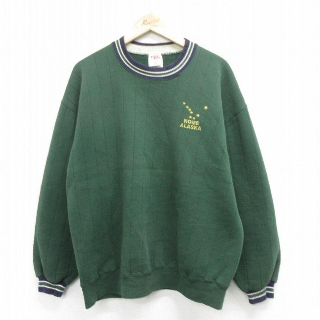 XL★古着 長袖 スウェット メンズ 90年代 90s アラスカ クルーネック USA製 緑他 グリーン 24apr24 中古 スエット トレーナー トップス メンズのトップス(パーカー)の商品写真