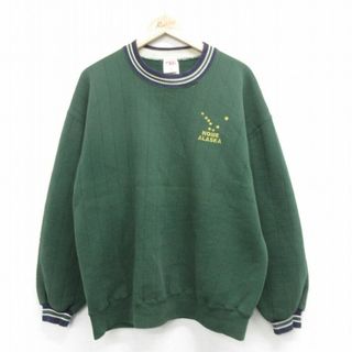 XL★古着 長袖 スウェット メンズ 90年代 90s アラスカ クルーネック USA製 緑他 グリーン 24apr24 中古 スエット トレーナー トップス(パーカー)