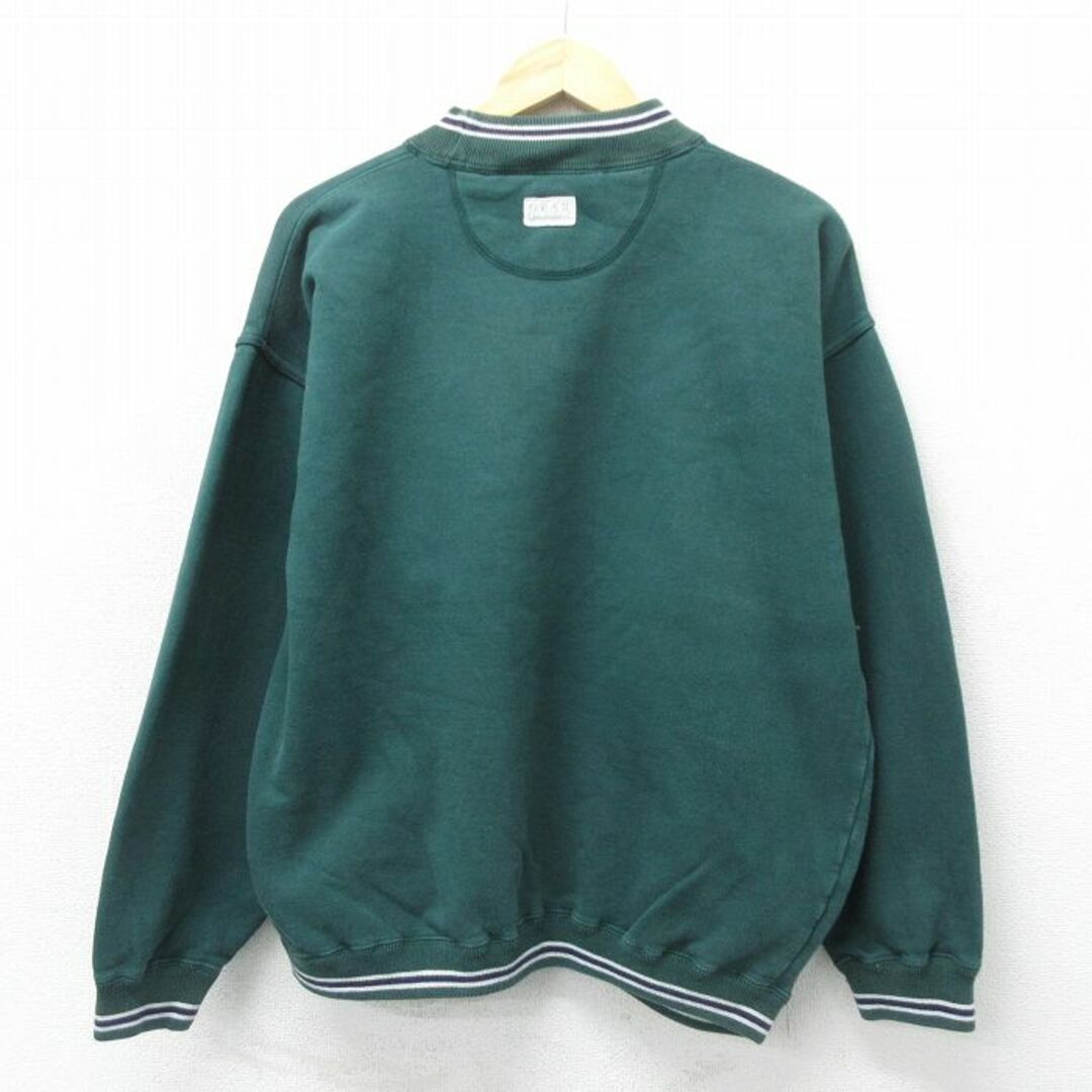 XL★古着 長袖 スウェット メンズ 90年代 90s HUSSOＮ カレッジ クルーネック 緑 グリーン 24apr24 中古 スエット トレーナー トップス メンズのトップス(パーカー)の商品写真