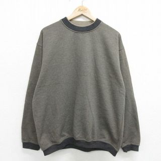 XL★古着 長袖 スウェット メンズ 90年代 90s 無地 クルーネック 黒 ブラック 霜降り他 24apr24 中古 スエット トレーナー トップス(パーカー)