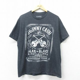 XL★古着 半袖 ロック バンド Tシャツ メンズ ジョニーキャッシュ クルーネック 濃グレー 霜降り 24apr24 中古(Tシャツ/カットソー(半袖/袖なし))