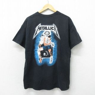 XL★古着 半袖 ロック バンド Tシャツ メンズ メタリカ コットン 大きいサイズ 黒 ブラック 24apr24 中古(Tシャツ/カットソー(半袖/袖なし))