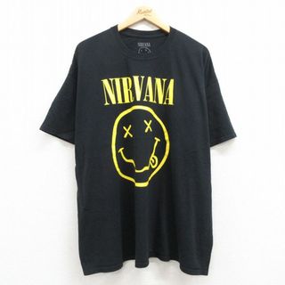 XL★古着 半袖 ロック バンド Tシャツ メンズ ニルバーナ ニルヴァーナ 大きいサイズ コットン クルーネック 黒 ブラック 24apr24 中古(Tシャツ/カットソー(半袖/袖なし))