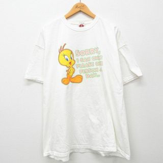 フルーツオブザルーム(FRUIT OF THE LOOM)のXL★古着 フルーツオブザルーム 半袖 ビンテージ Tシャツ メンズ 00年代 00s ルーニーテューンズ LOONEY TUNES トゥイーティー 大きいサイズ クルーネック 白 ホワイト 【spe】 24apr24 中古(Tシャツ/カットソー(半袖/袖なし))