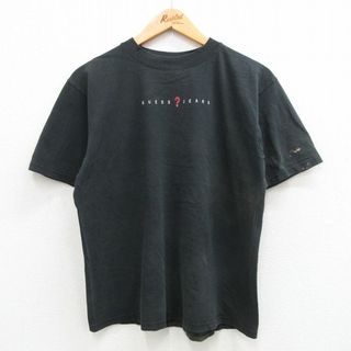 GUESS - L★古着 ゲス GUESS 半袖 ビンテージ Tシャツ メンズ 90年代 90s ワンポイントロゴ コットン クルーネック USA製 黒 ブラック 24apr24 中古