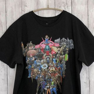 オーバーウオッチ　キャラ集合ロゴ　オーバーサイズＬ　黒ブラック　メンズ　古着(Tシャツ/カットソー(半袖/袖なし))