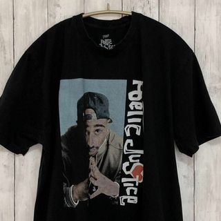 コピーライトあり　ツーパック　ポエティックジャスティス　サイズＬ　黒ブラック古着(Tシャツ/カットソー(半袖/袖なし))