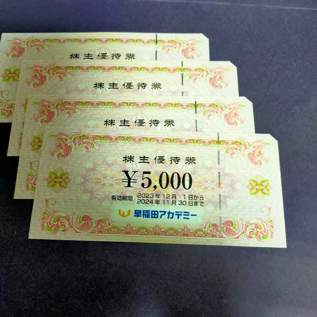 早稲田アカデミー 株主優待券 20000円分 即日発送可 早稲田アカデミー 株主優待券 20000円分 即日発送可