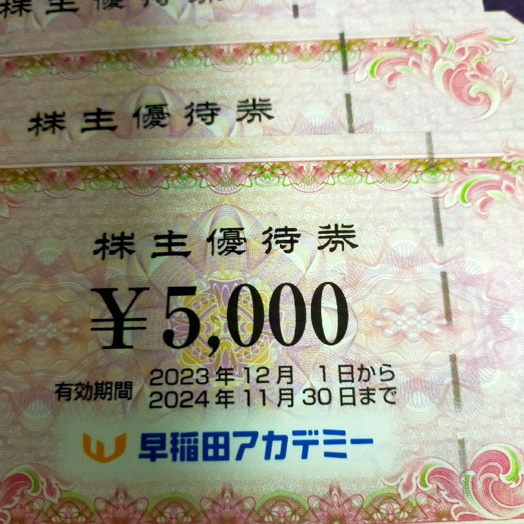 早稲田アカデミー 株主優待券 20000円分 即日発送可 早稲田アカデミー 株主優待券 20000円分 即日発送可