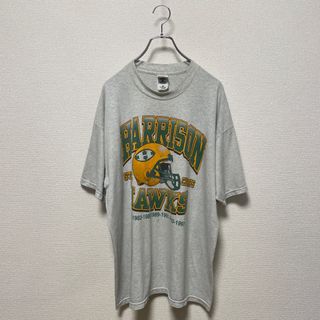 激安　アメフト　Tシャツ　カレッジロゴ　半袖　灰色　ビッグプリント　古着　XL(Tシャツ/カットソー(半袖/袖なし))