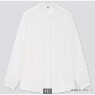 ユニクロ(UNIQLO)の♡新品未使用♡レーヨンバンドカラーブラウス(ホワイト)(シャツ/ブラウス(長袖/七分))