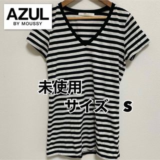 アズールバイマウジー(AZUL by moussy)のアズールバイマウジー　ボーダー　Vネック　Tシャツ　S(Tシャツ(半袖/袖なし))