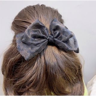 【まとめ割あり】ドット ヘアゴム 黒 リボン ヘアアクセサリー 韓国 アレンジ