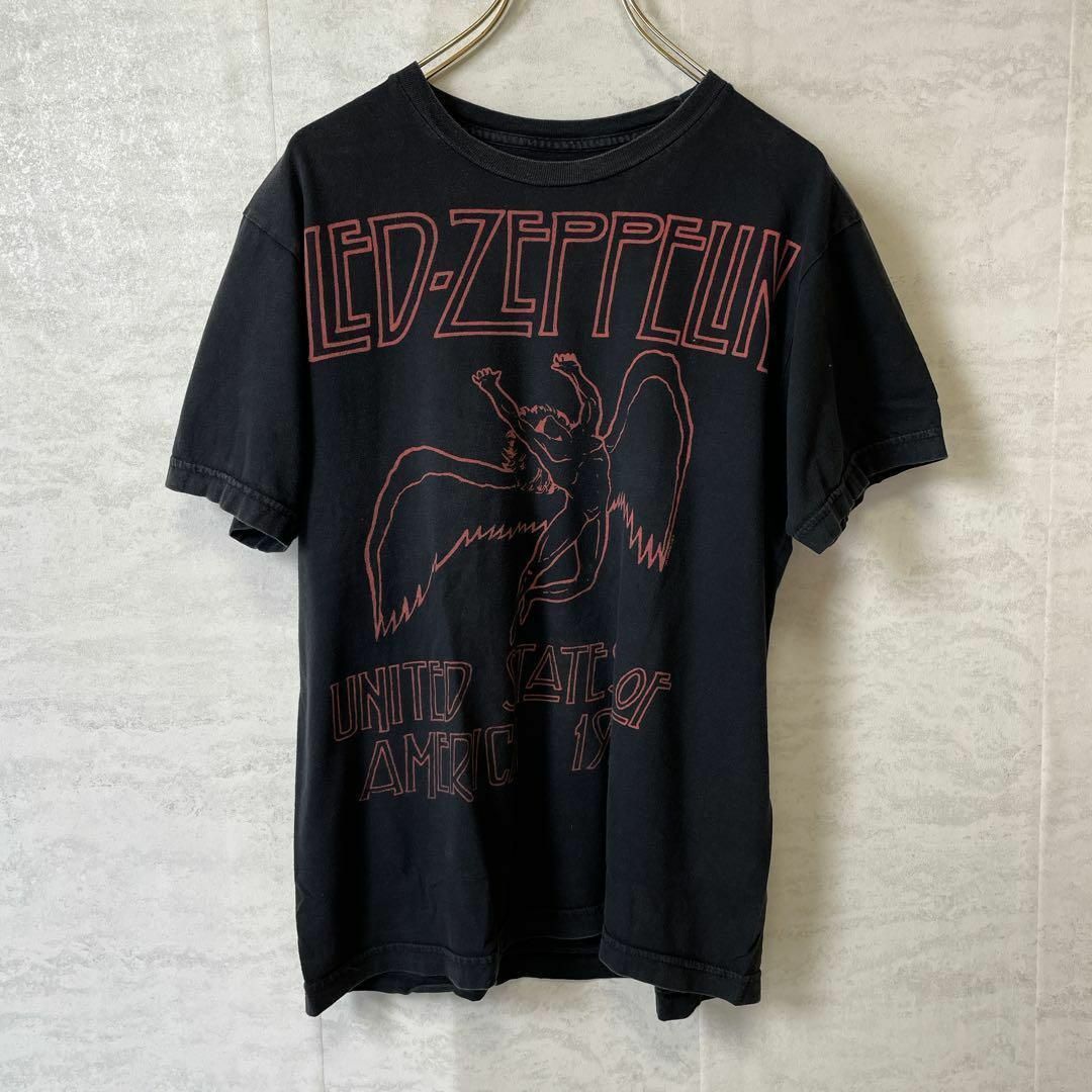 MUSIC TEE(ミュージックティー)のレッドツェッペリン　半袖Ｔシャツ　バンドＴ　黒ブラックミュージック　メンズ古着. メンズのトップス(Tシャツ/カットソー(半袖/袖なし))の商品写真