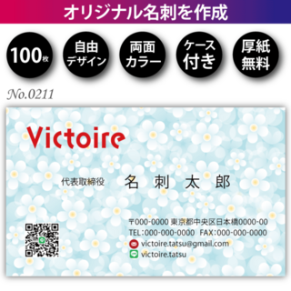 オリジナル名刺作成 100枚 両面フルカラー 紙ケース付 No.0211(オフィス用品一般)