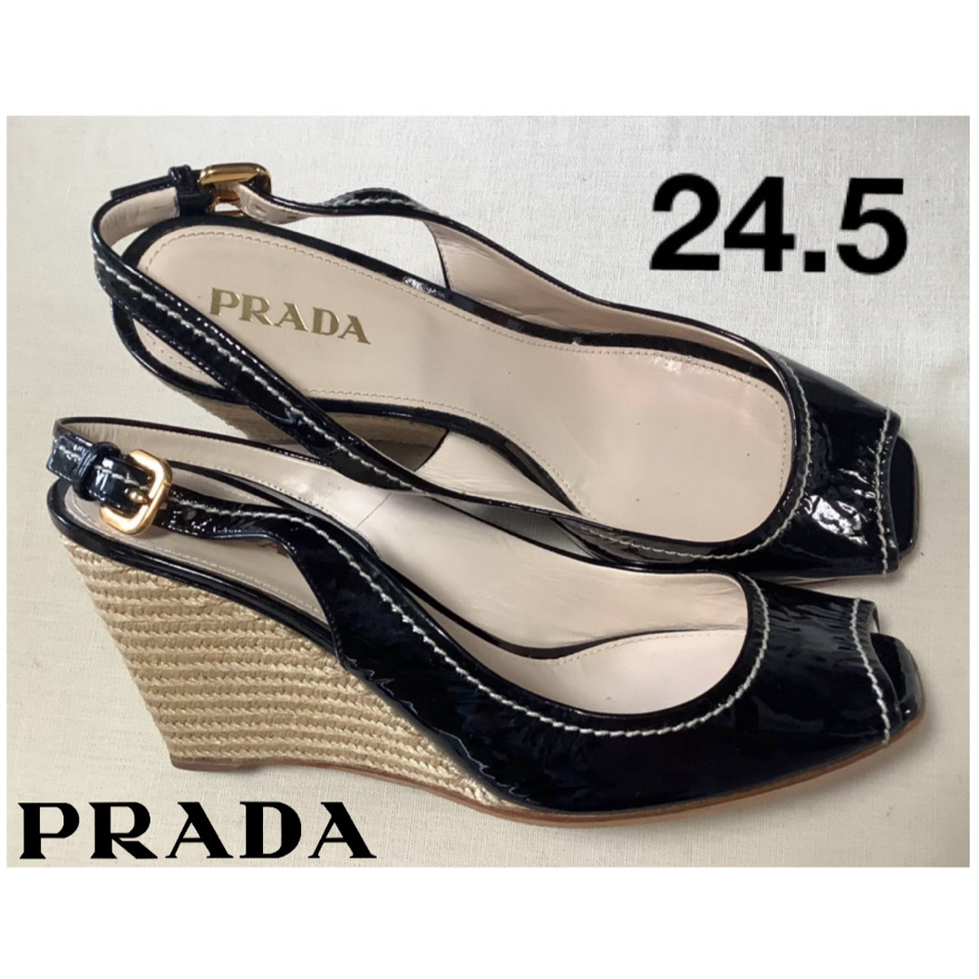 PRADA(プラダ)のPRADA プラダ ウェッジソール 夏 サンダル 39号 24.5 超美品‼️ レディースの靴/シューズ(サンダル)の商品写真