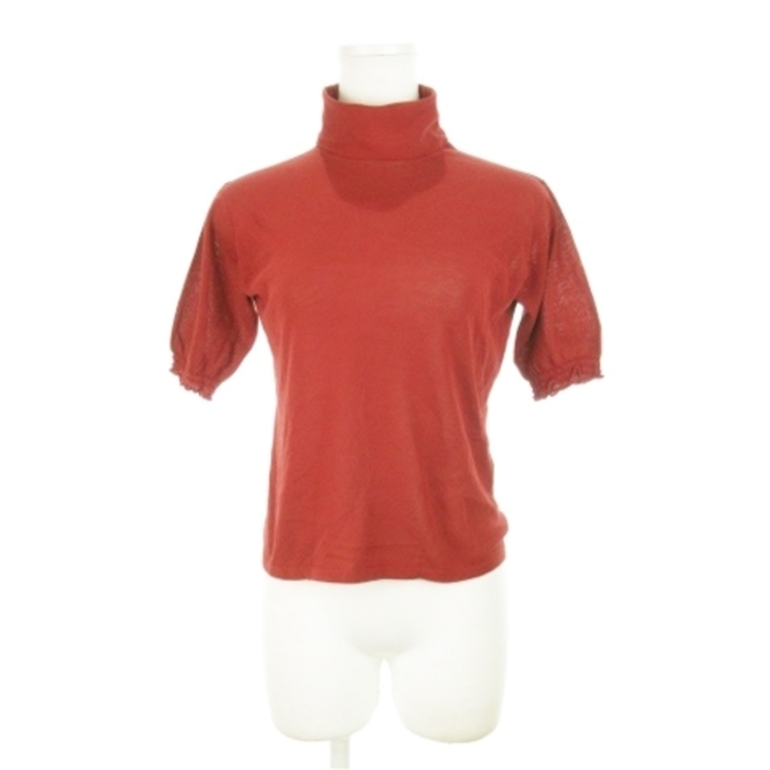 バジーレ28 カットソー ニットソー タートル 半袖 シャリ感 綿 40 赤 レディースのトップス(カットソー(半袖/袖なし))の商品写真